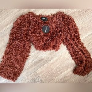 Super soft! Fluffy feather crop top, off shoulder